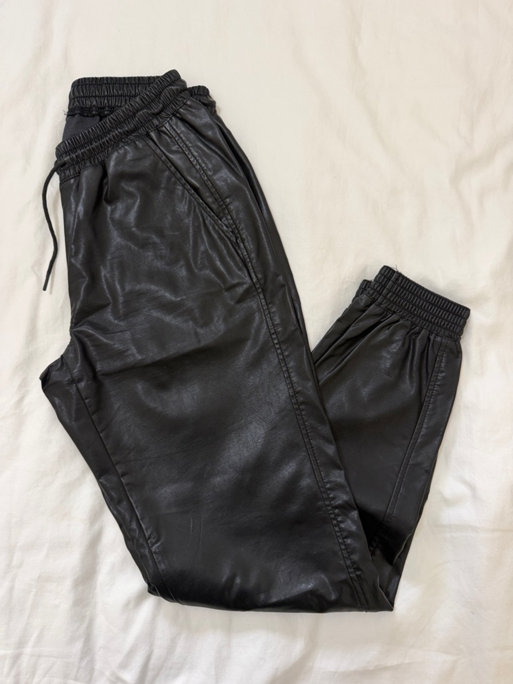 Zara Black Faux Leather Jogger Pants